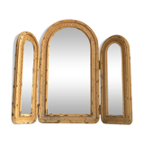 Triptych rattan mirror 85x70cm