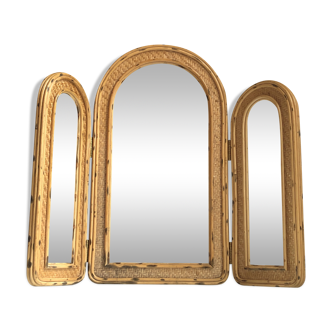 Triptych rattan mirror 85x70cm