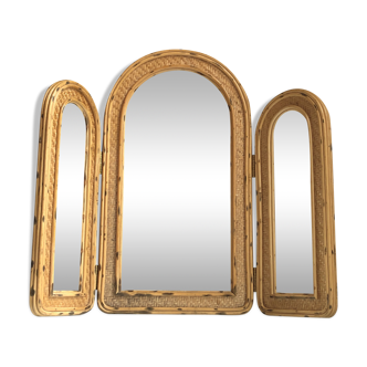 Miroir triptyque en rotin 85x70cm