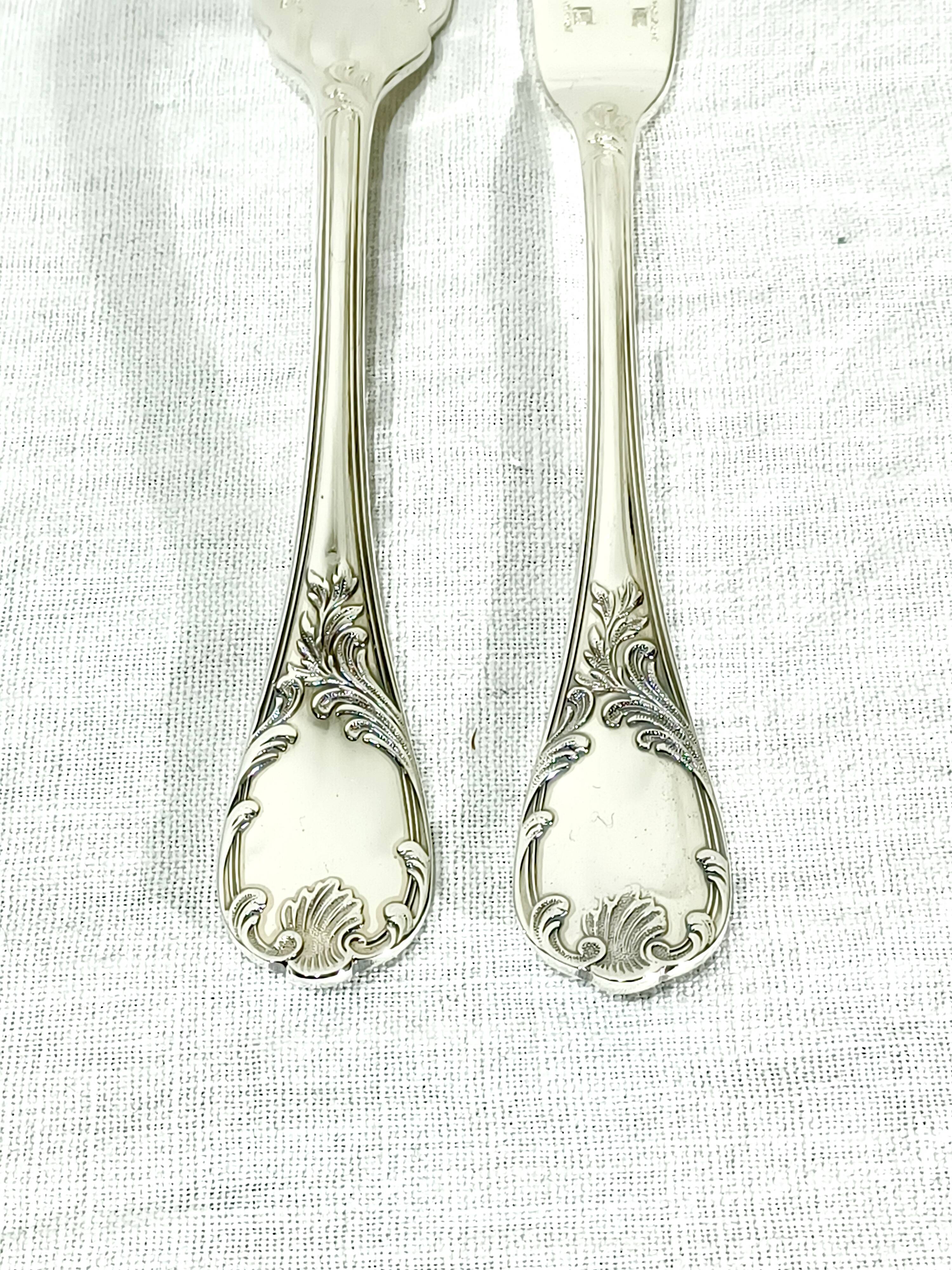 Christofle – 12-piece silver-plated fish cutlery set, Marly model