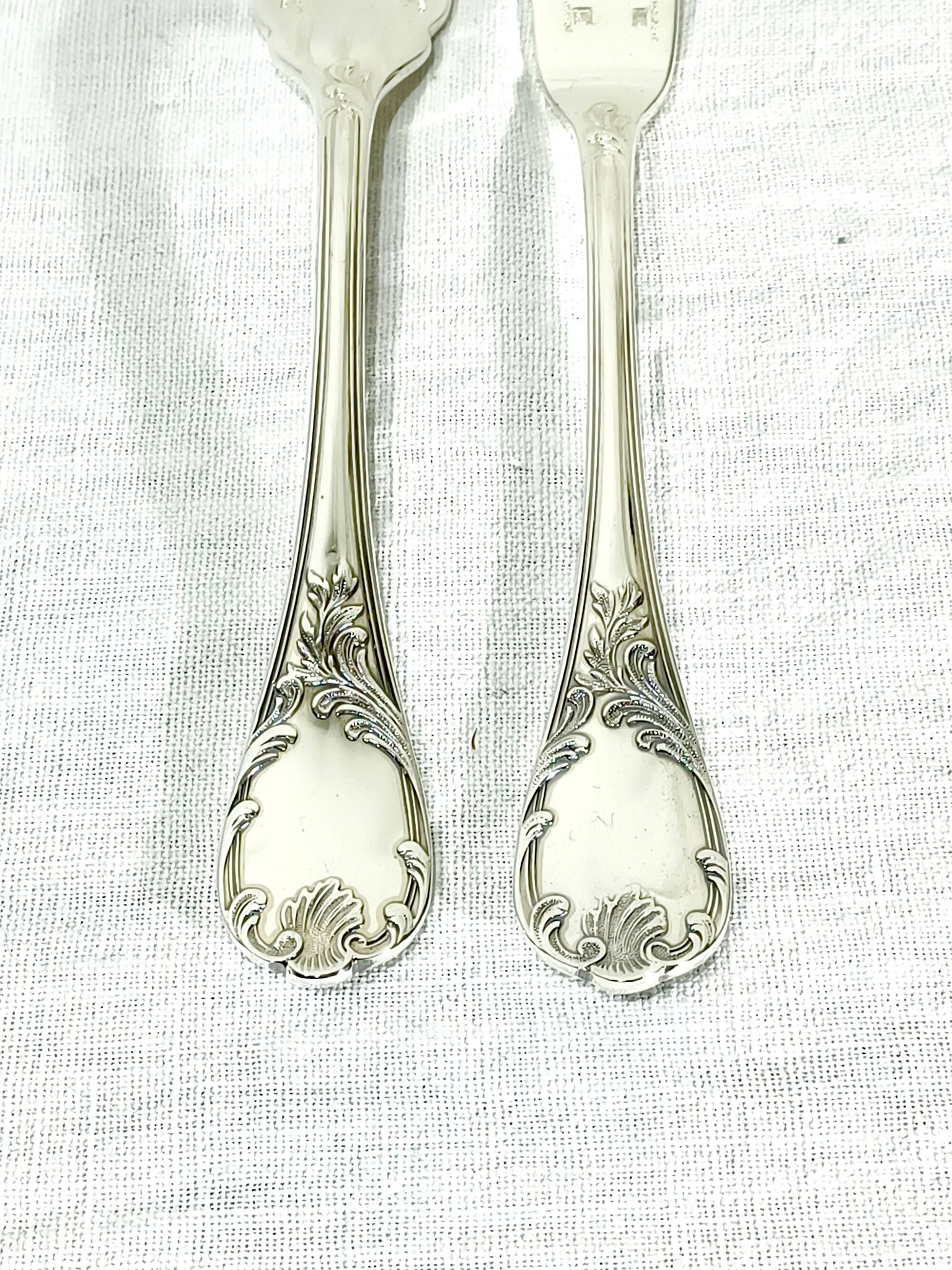 Christofle – 12-piece silver-plated fish cutlery set, Marly model