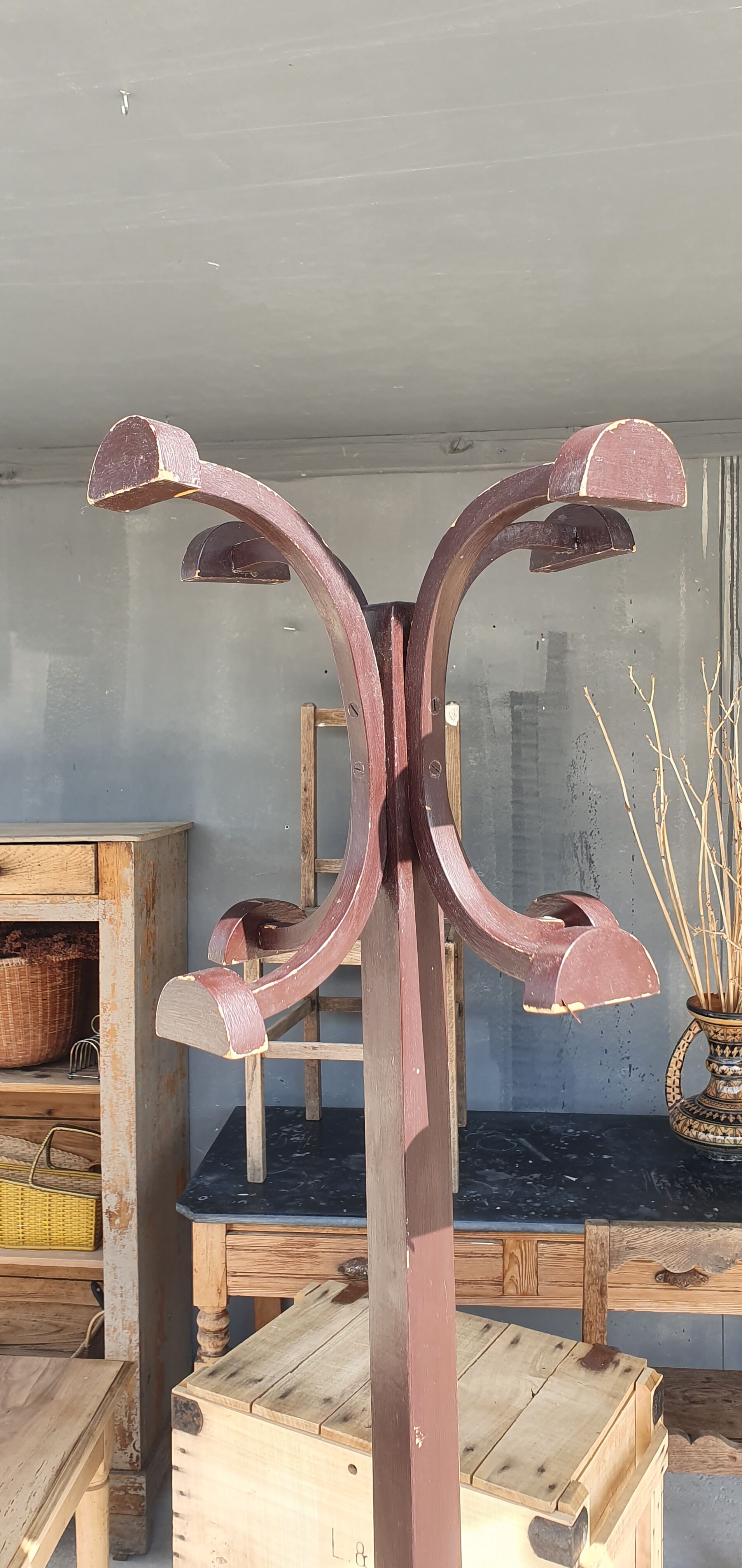 Painted wood coat rack