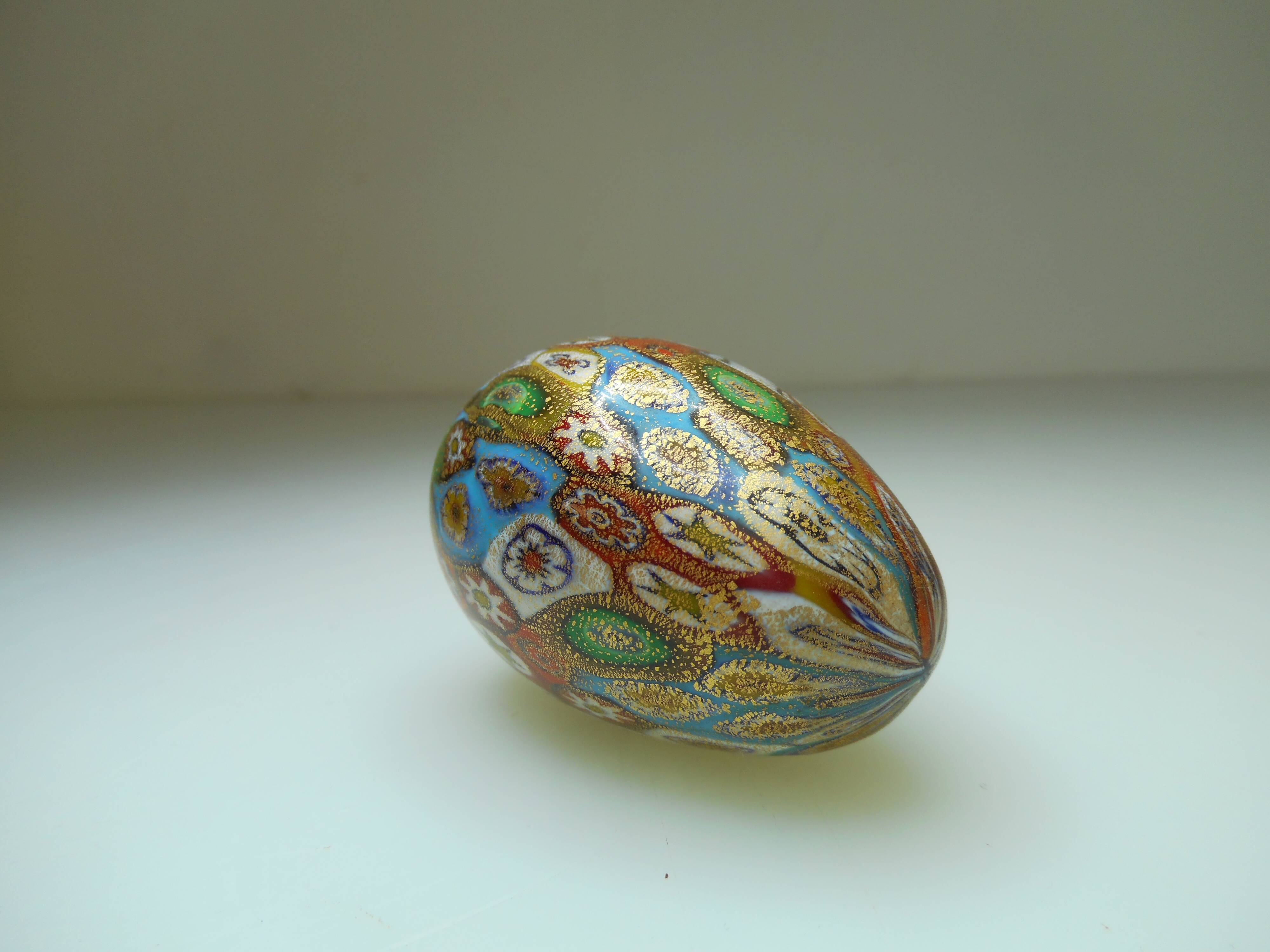 Murano Millefiori egg paper press golden powder
