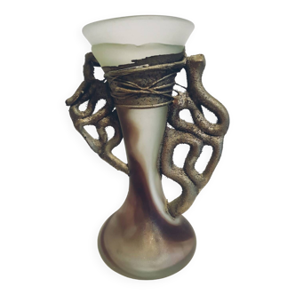 Artistic bronze glass paste vase