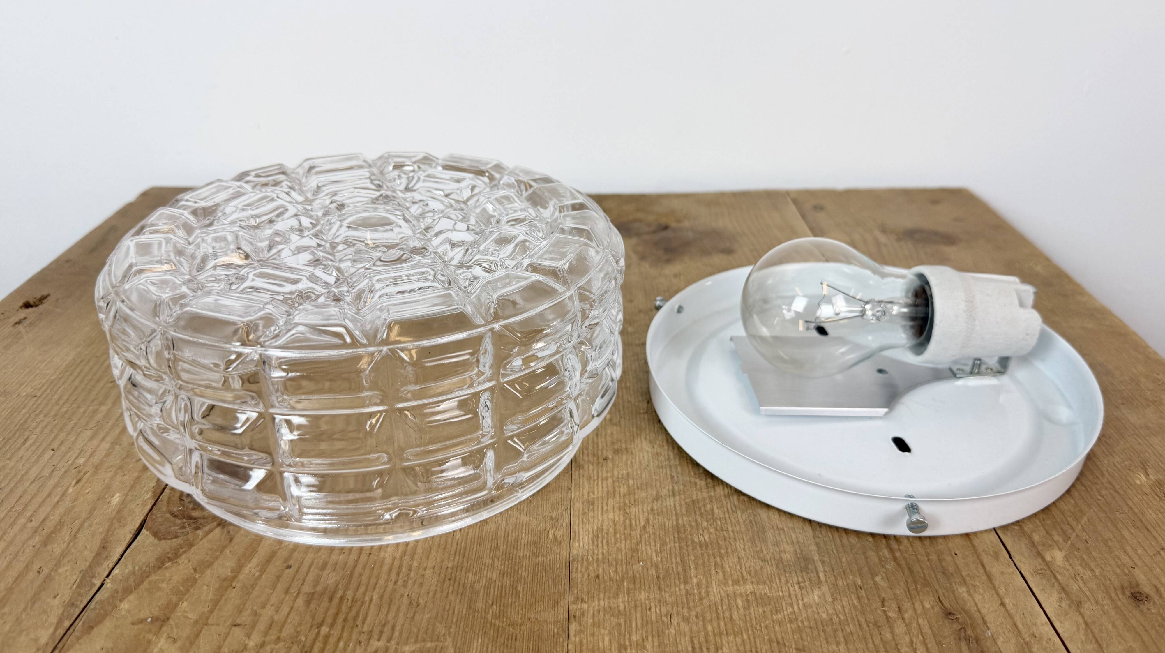 Vintage Glass Wall or Ceiling Light, 1970s