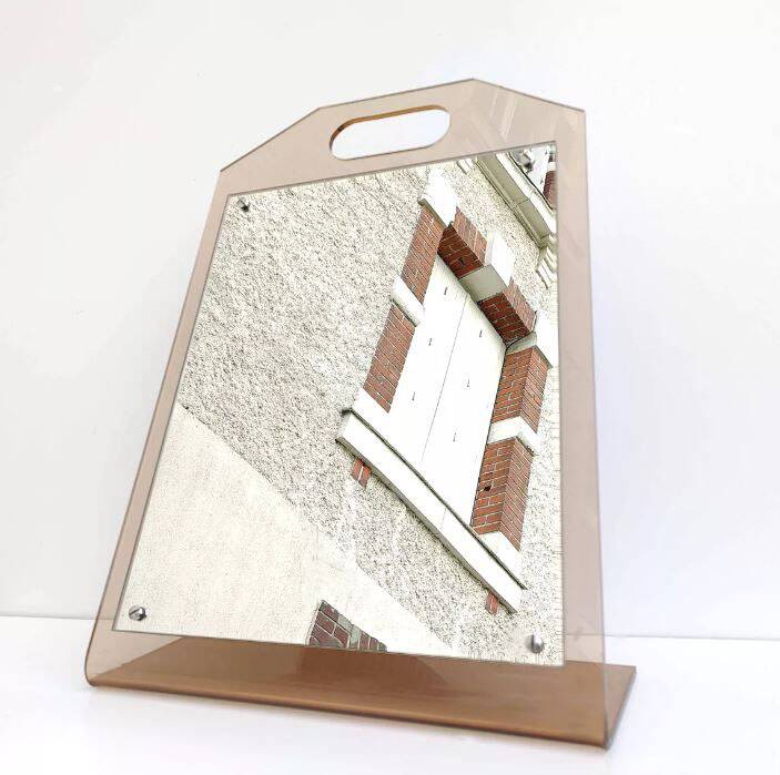 Dressing table mirror inclined plexiglass trapeze shape 70s