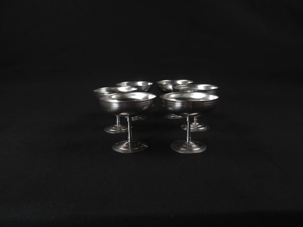 6 coupelles à glace sur pied en inox Létang Rémy en inox Made in France