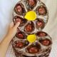Set of 4 ceramic oyster plates from Vallauris serving dishes.