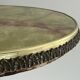 Mid-century side table in green marble with a brass base, 1960s, Italy.