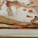 Ancienne lithographie nicole tercinet levin « composition « + cadre doré
