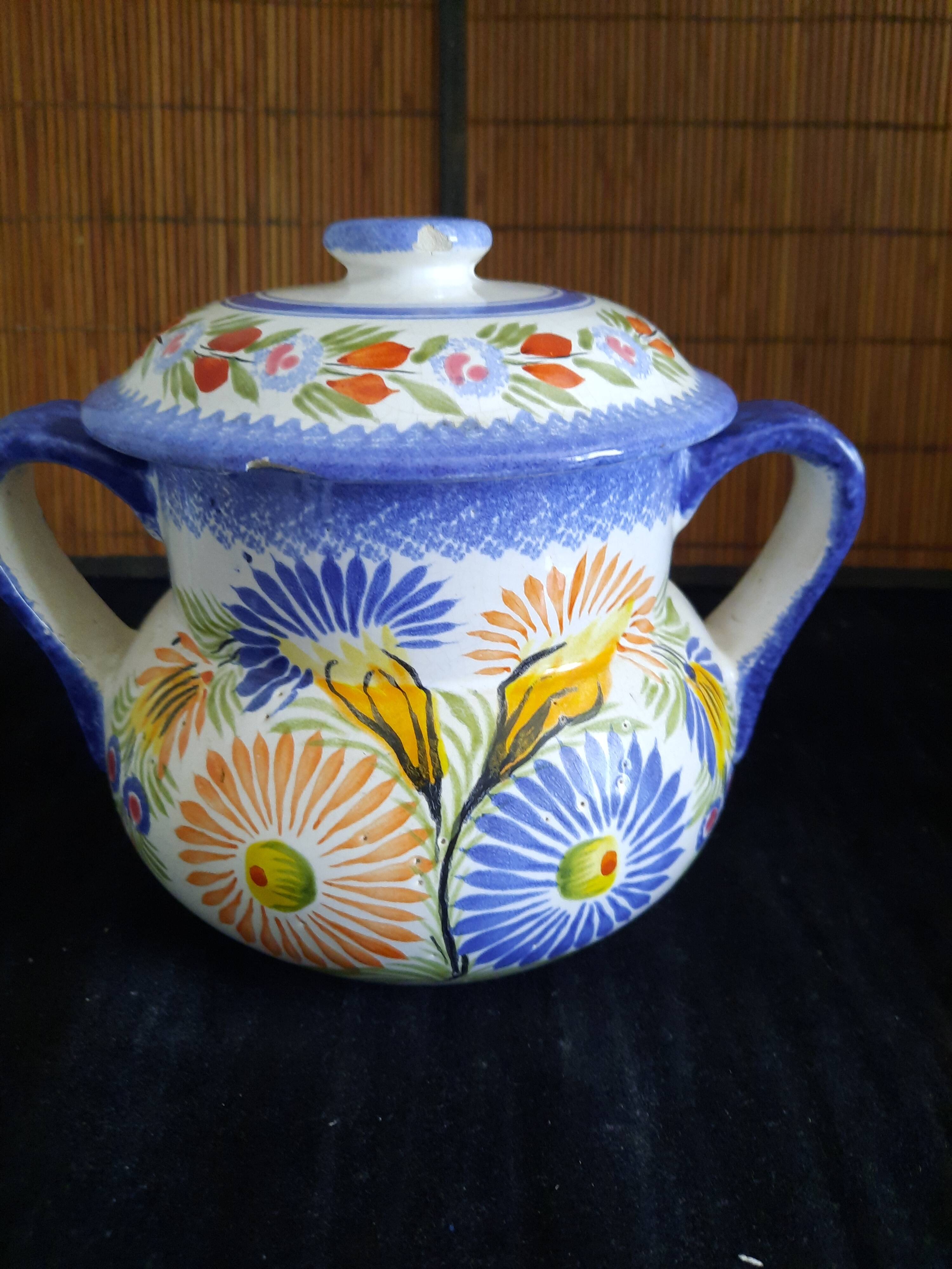Large stockpot with lid - Henriot Quimper - Cordon Bleu decoration