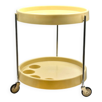 Desserte en plastique beige et chrome, Italie années 70