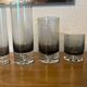 Set of black smoked glasses with large bubbles from the 1970s.