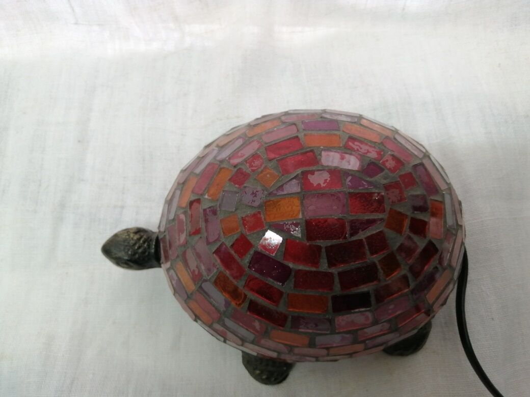 Mosaic and fonte glass turtle lamp