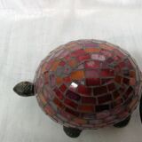 Mosaic and fonte glass turtle lamp