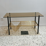 Smoked glass coffee table vinyl door