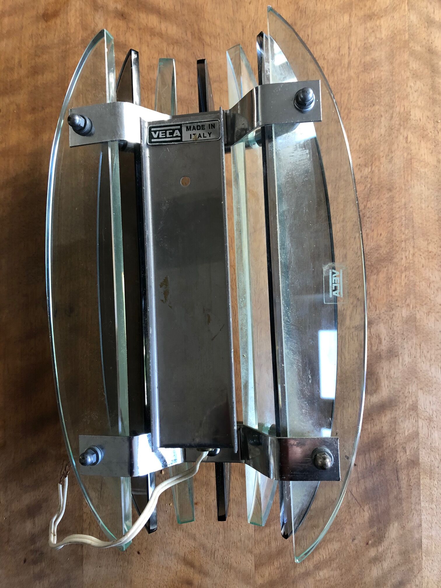 Large wall light  Veca glass Italian design 60s