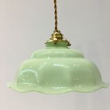 Vintage suspension lamp in green opaline