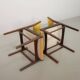 Vintage Design Teak Wooden Dining Chairs with Honey Yellow Corduroy Fabric
