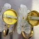 Pair of Italian leaf wall sconces, frosted Murano glass & gilt details, circa 1970s