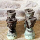 Pair of candlesticks 3 arms in glazed ceramic