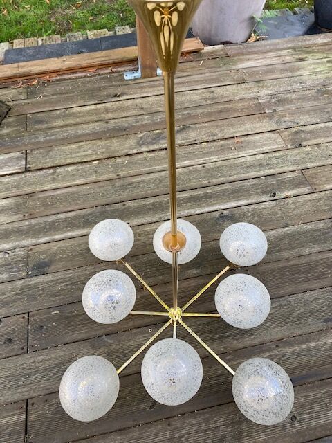 Lustre doré 8 globes vintage 1970