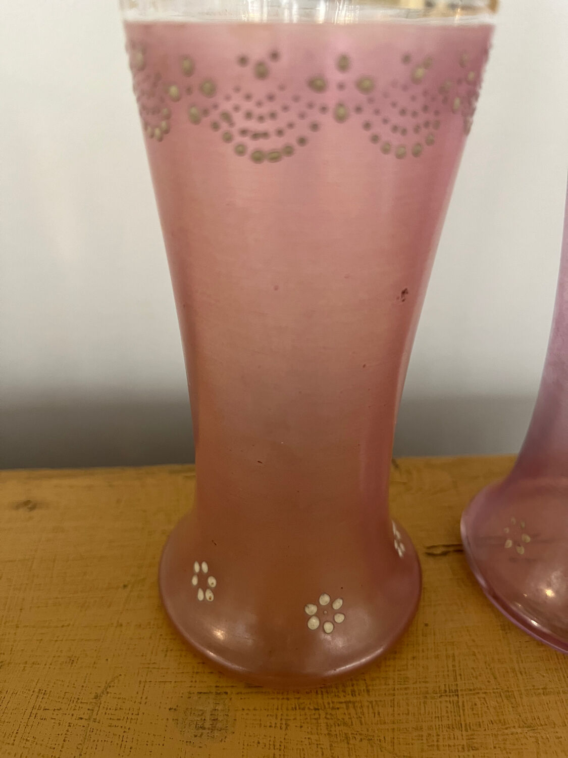 Pair of small Art Nouveau enameled vases, circa 1900