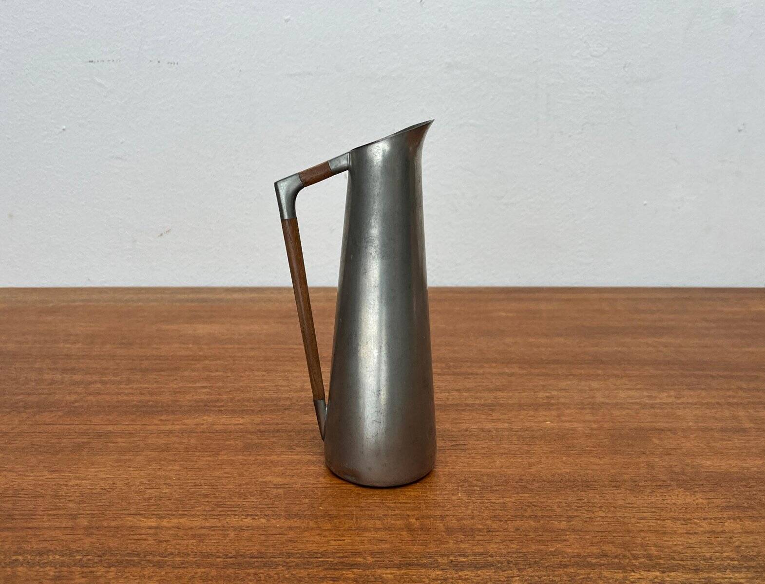 Mid-Century Pewter Carafe Vase with Teak Handle by K.M.D. Tiel Royal Holland Pewter, 1960s