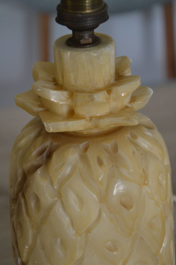 Pied de lampe Ananas en albâtre vintage