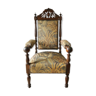 Walnut armchair old neo renaissance style
