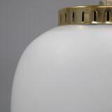 1970s Bent Karlby Pair of China Pendants of Opaline Glass and Brass by Lyfa