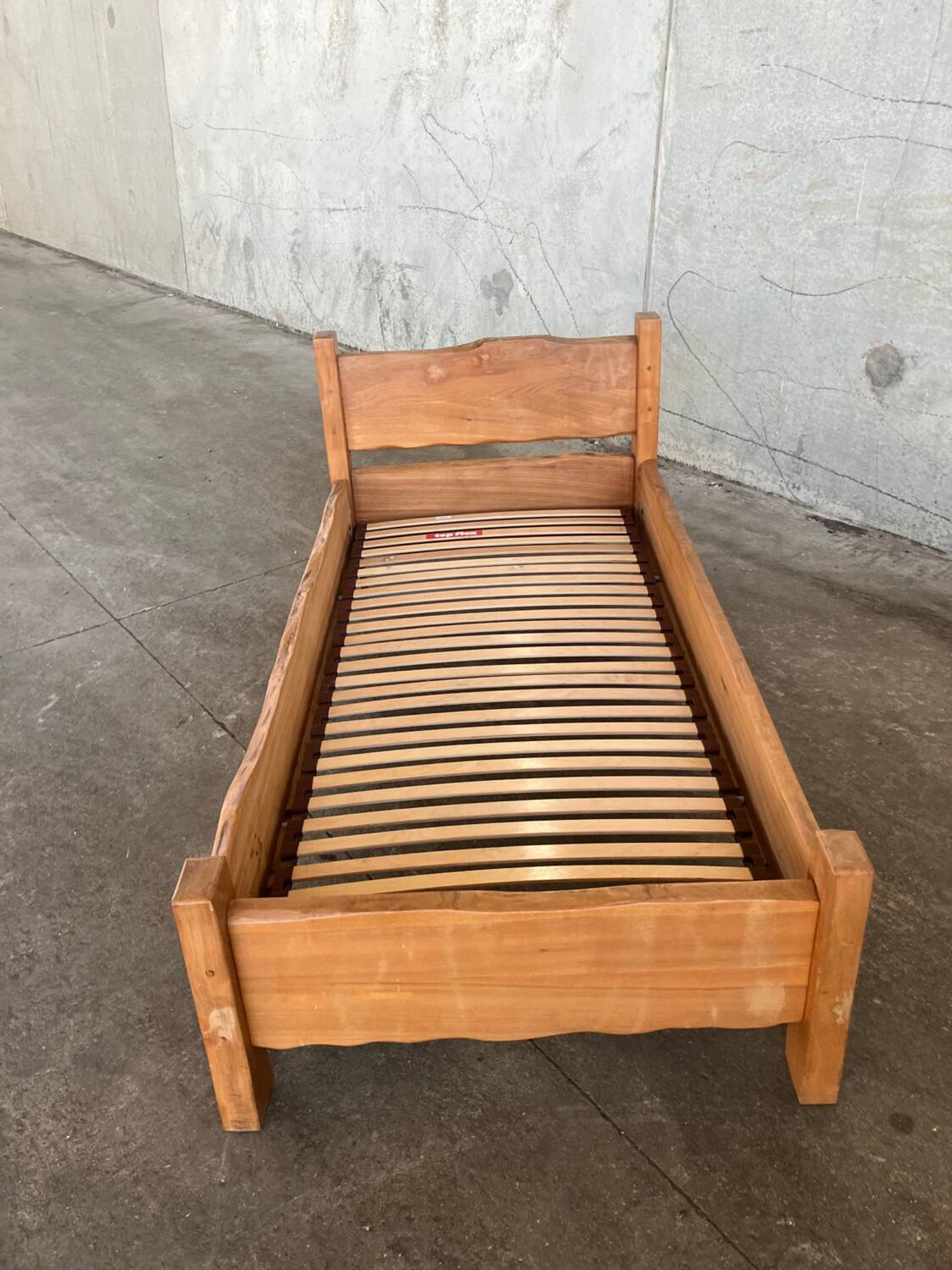 Solid oak children's bed, France, vintage 1960s