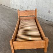 Solid oak children's bed, France, vintage 1960s