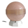 Art Deco lamp with a speckled pink glass globe and a white ceramic base.