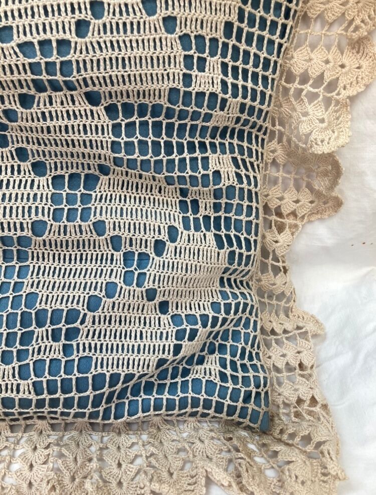 Vintage crochet cushion, from 1970