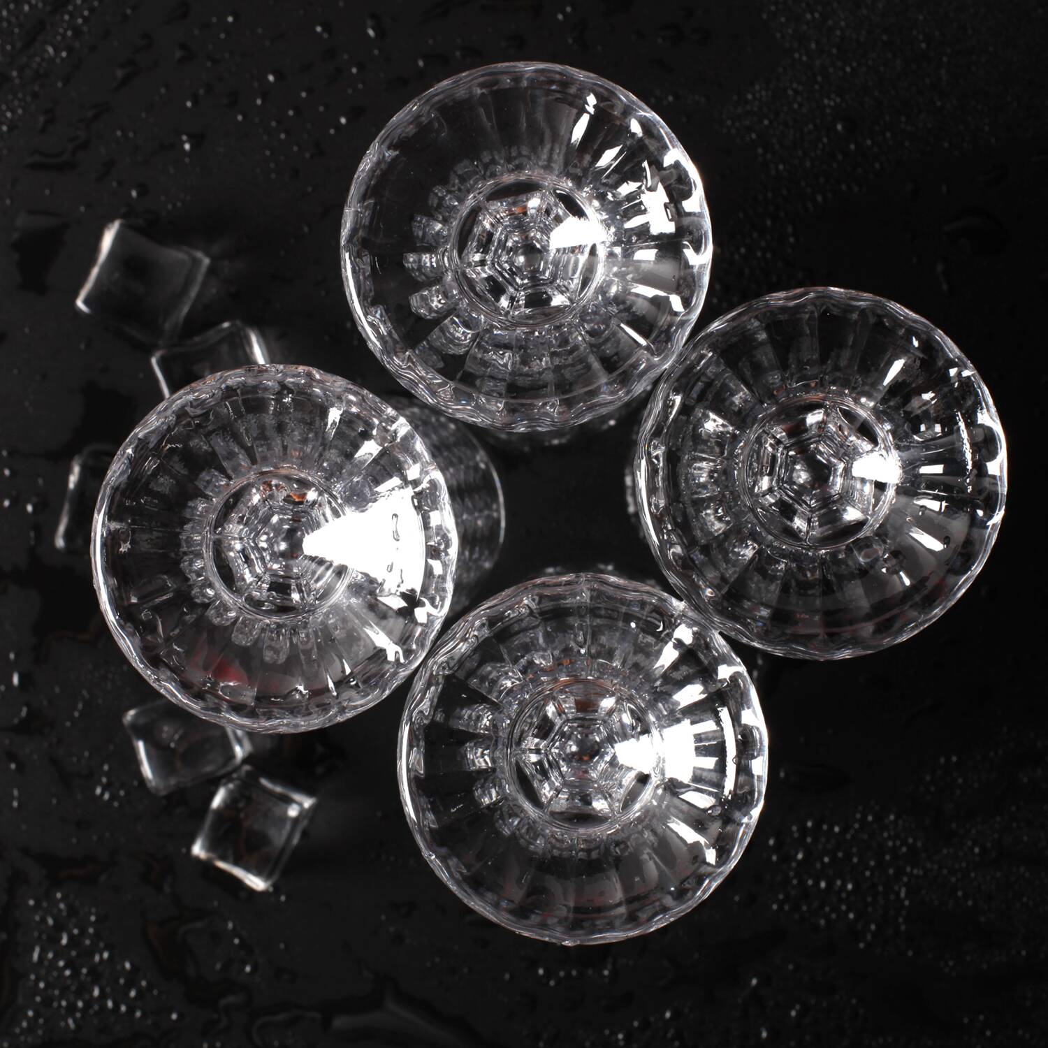 Set of 4 Vintage Pressed Glass Champagne Flutes, Clear Italian Stemware