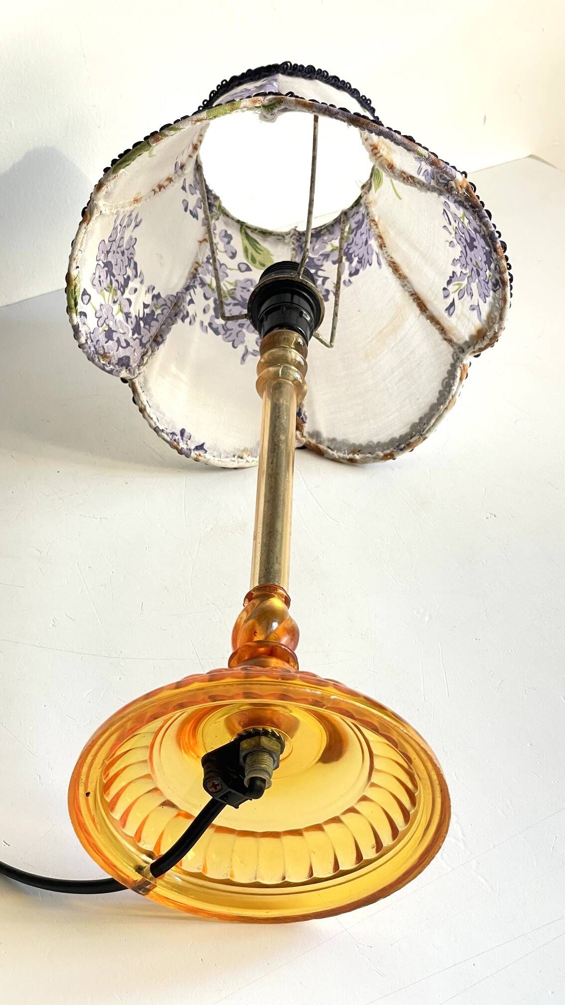 LAMPSHade Plexiglass and Lilac Fabric VINTAGE