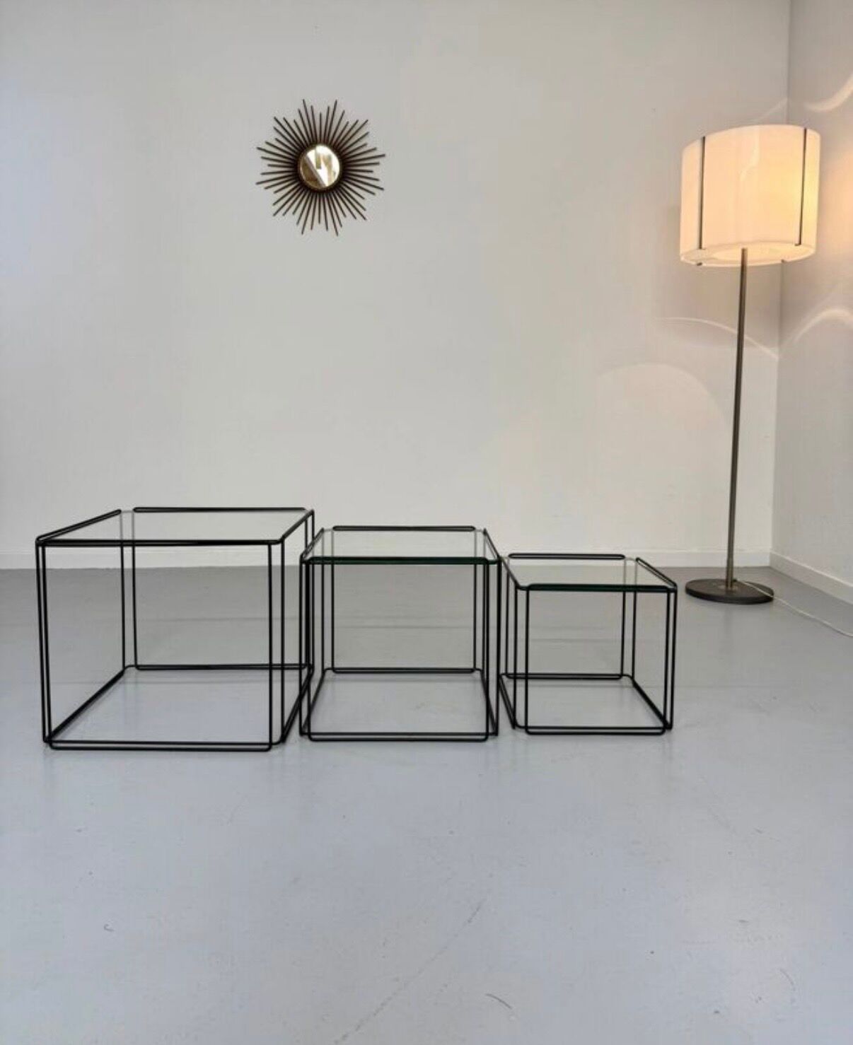 Lot of 3 vintage 1970s design nesting coffee tables by Max Sauze.