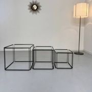 Lot of 3 vintage 1970s design nesting coffee tables by Max Sauze.
