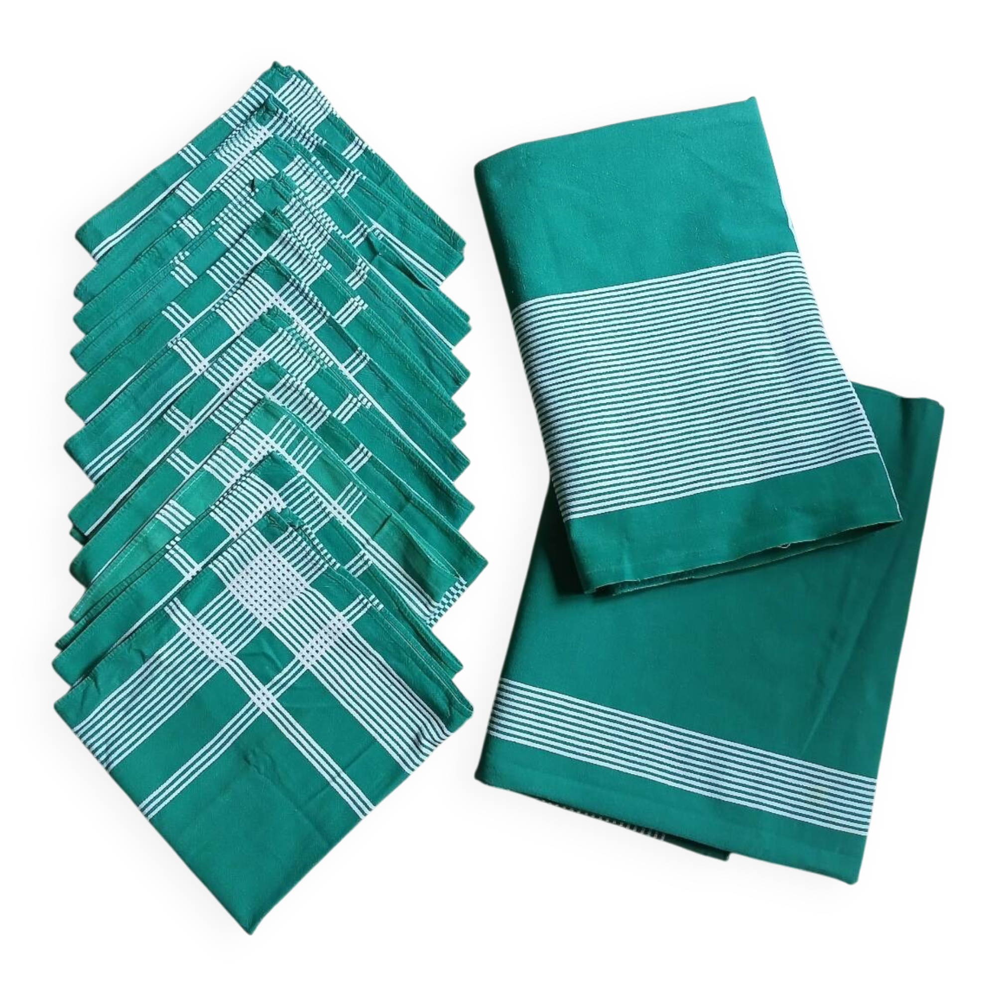 2 nappes + 11 serviettes vintages
