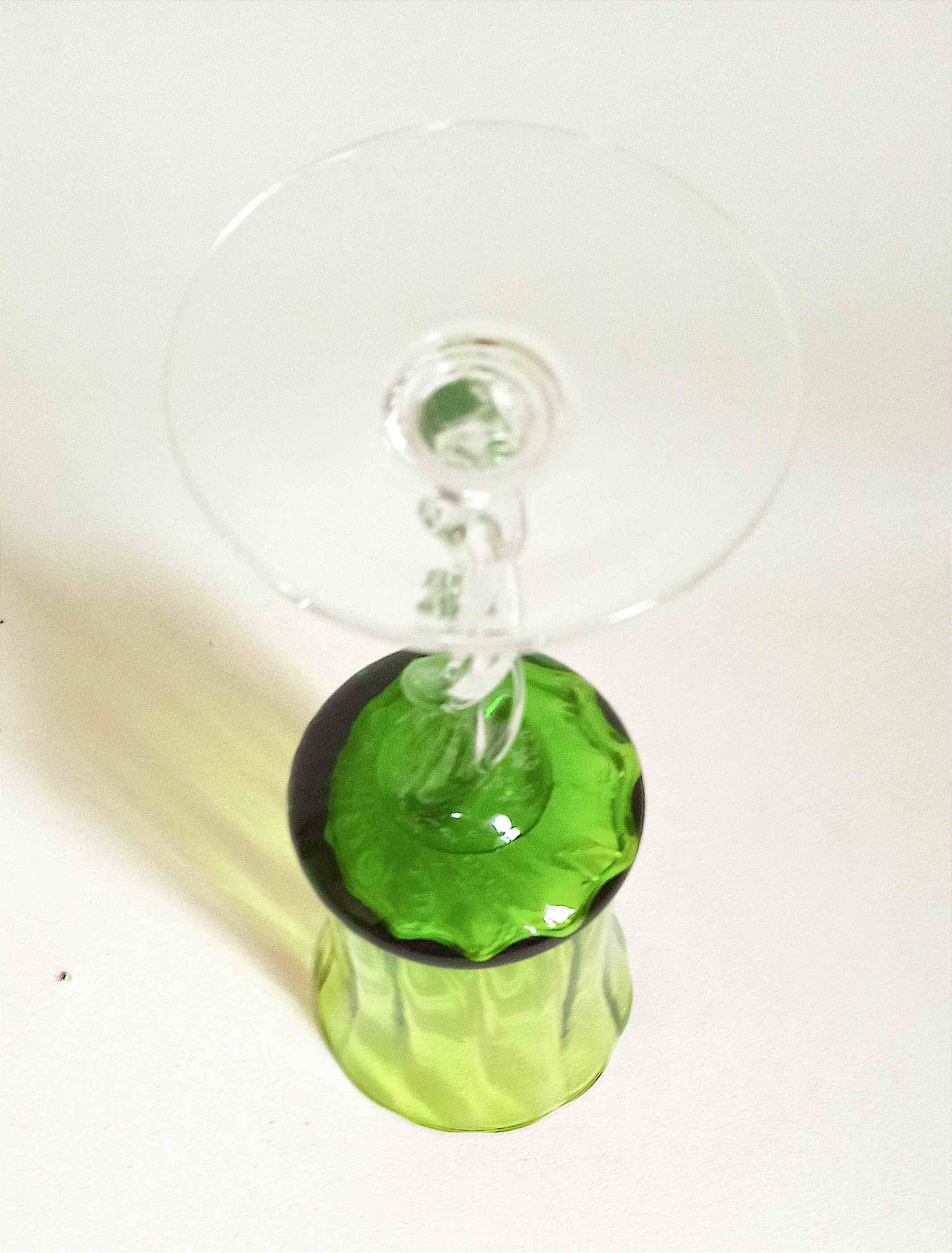 Emerald green chalice Empoli 70s Height 32 cm