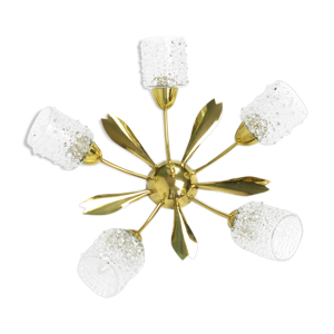 lustre à cinq bras en laiton italie années 1970