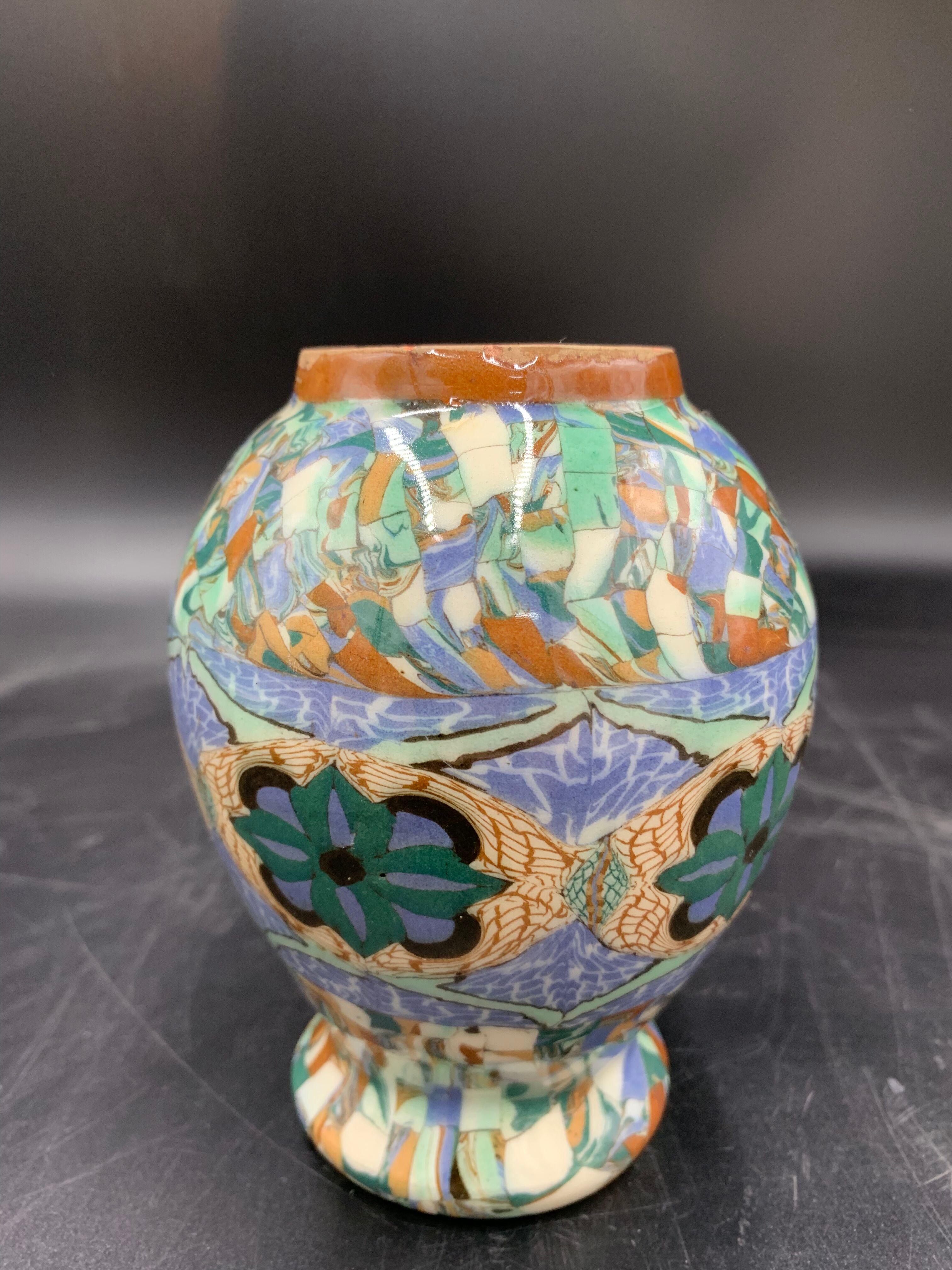 Ovoid vase mosaic Gerbino 19, Vallauris