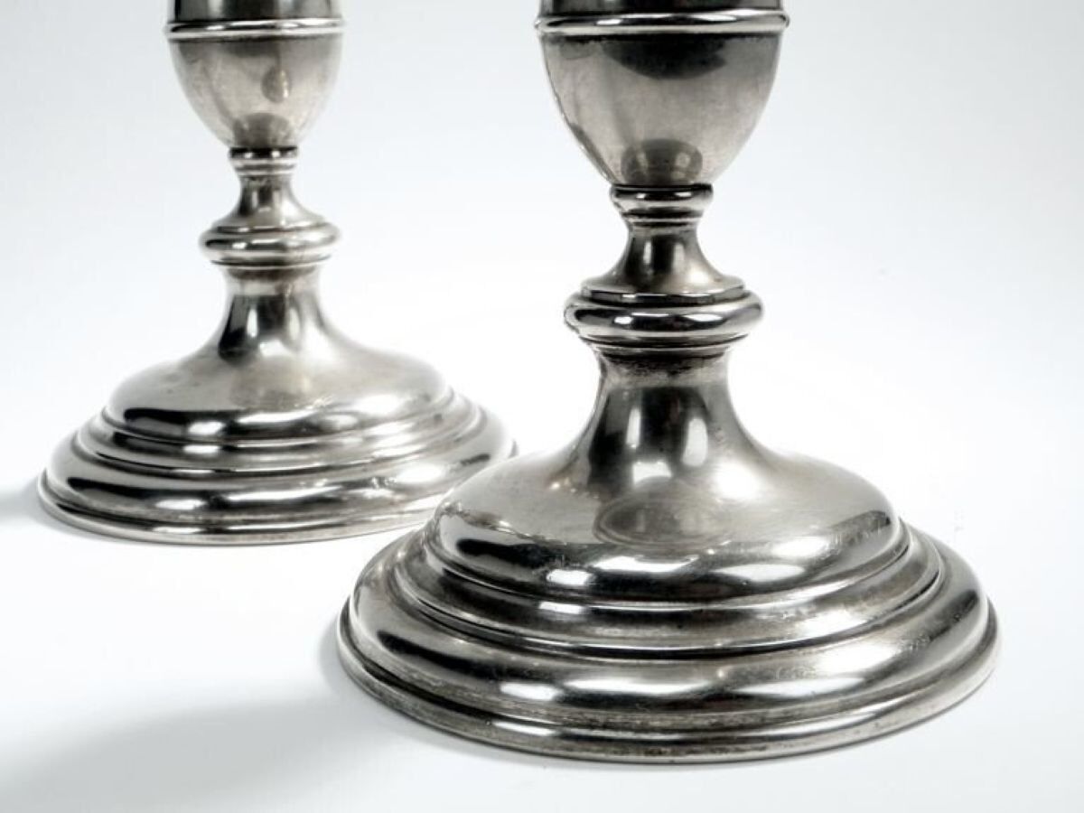 Bougeoirs en laiton plaqué de Henniger, 19e siècle, ensemble de 2