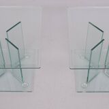 Pair of full Glass side tables or Sofa tables 1980s