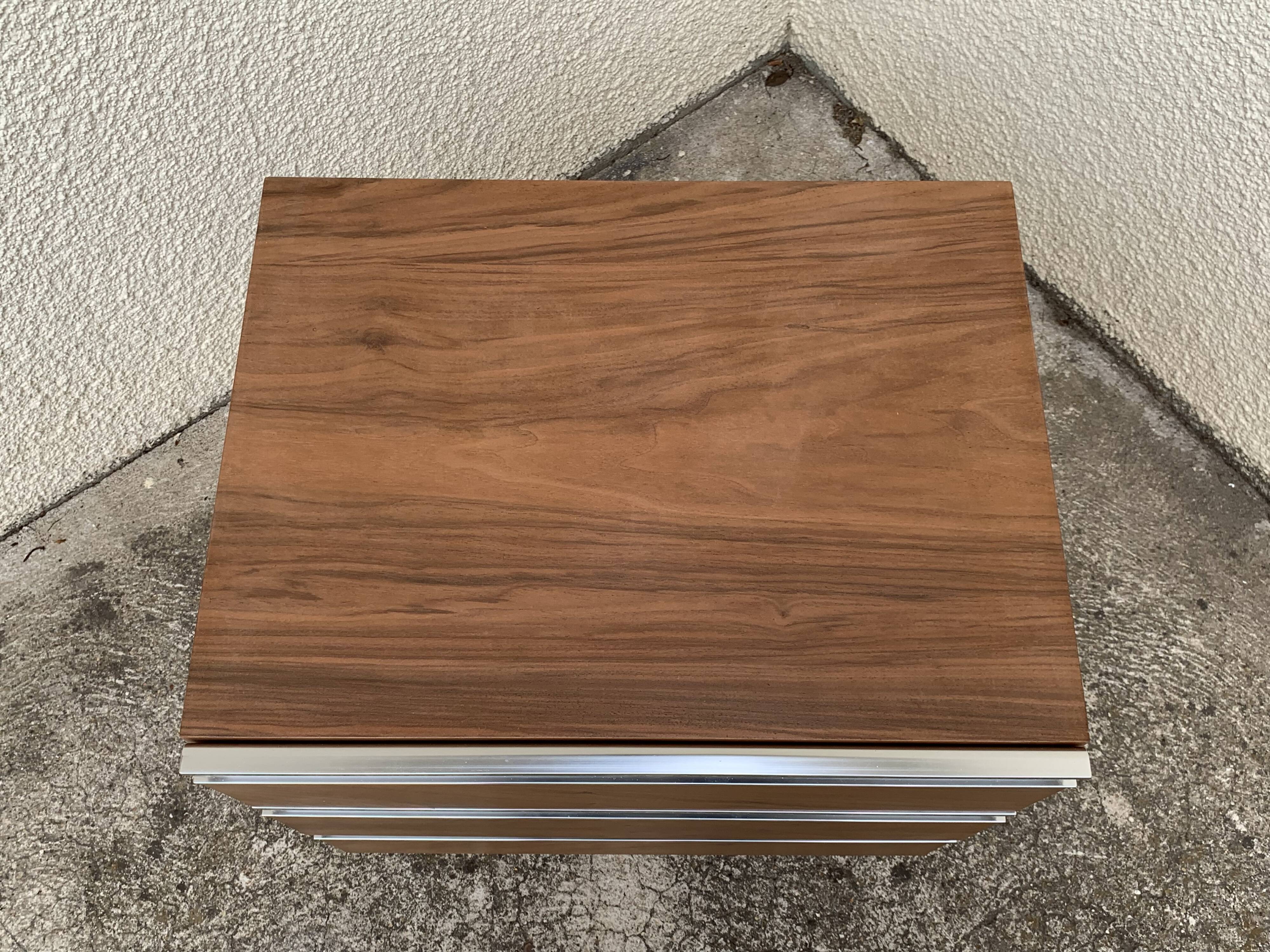 Vintage rosewood chest of drawers aluminum and chrome 1960