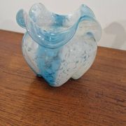 Vase en pâte de verre bleu et blanc