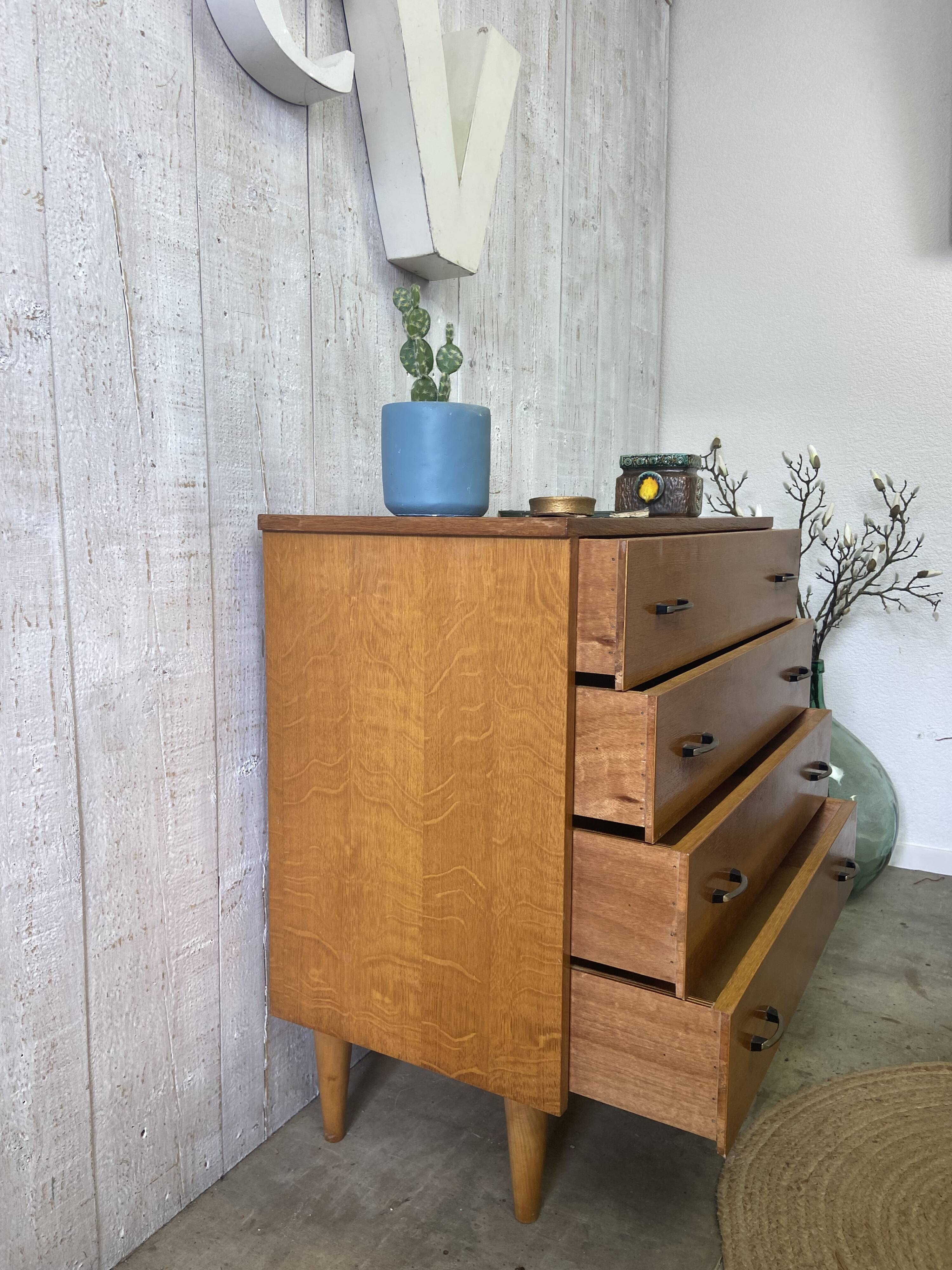 Vintage chest of drawers with conical legs