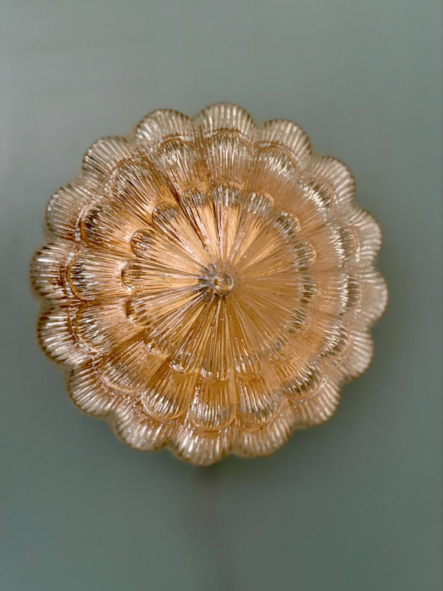 Vintage amber moulded glass wall or ceiling light globe
