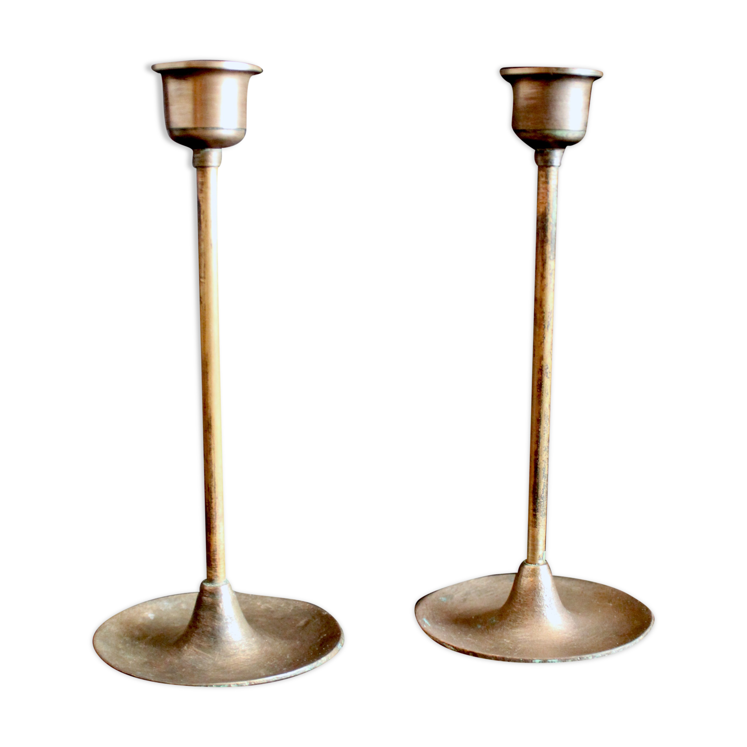 Pair of brass candle holders